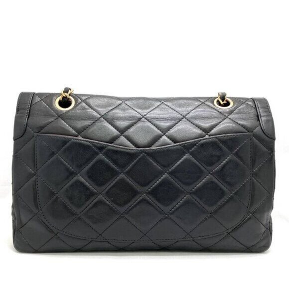 CHANEL CC Paris Limited Double Flap Bag Lambskin Matelasse Chain Black - Picture 4 of 14